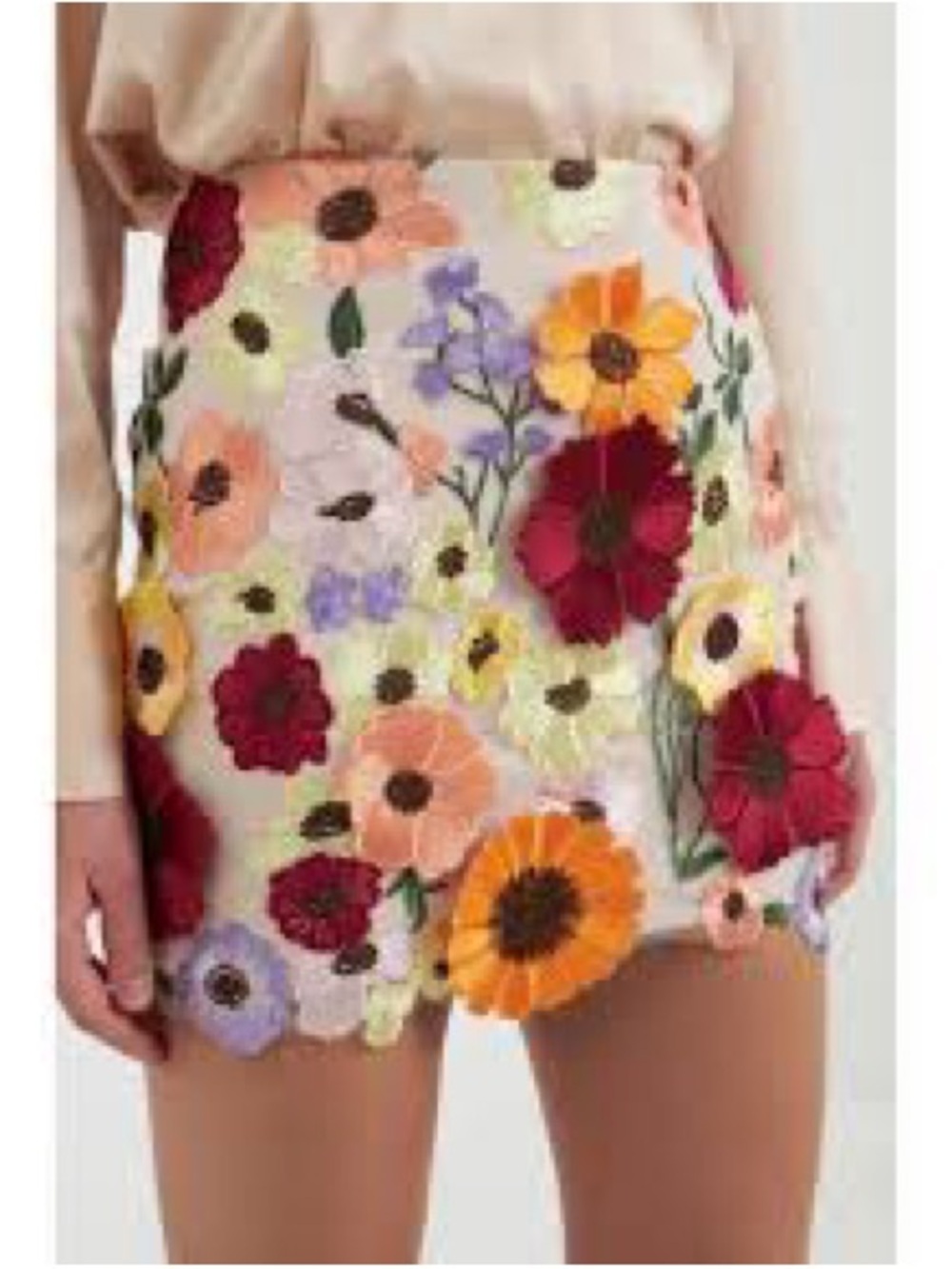 Floral Embroidered Mini Skirt in Cream and Multicolor “bloggers favorite”
